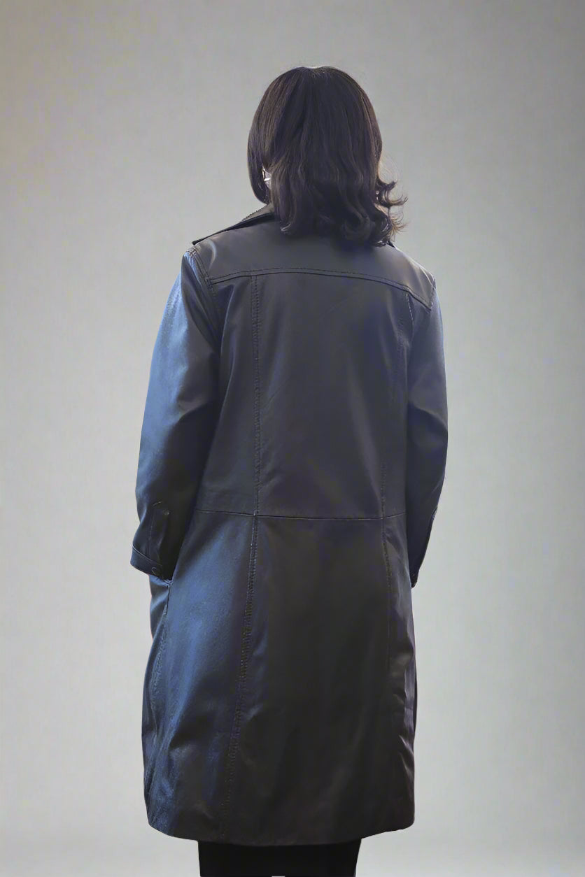 Leather Trench Coat – Premium Brown Leather Trench Coat for Women